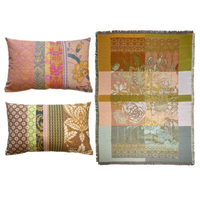 Floral set NIN-NIT kussens en plaid