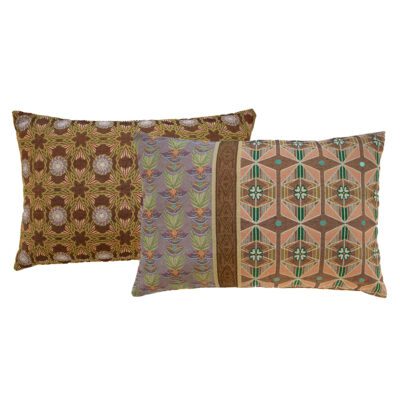 Sierkussens, 100% katoen, bruin, roze, lila, bloemen