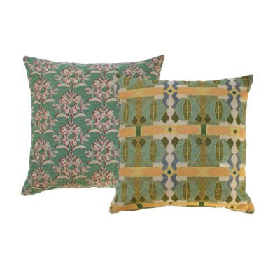 Sierkussen NIN-NIT groen, geel, beige, bloemen, tegels, golven, Art Nouveau
