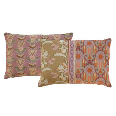 Sierkussen NIN-NIT, roze, beige, bloemen, zonnetjes, lila, paars, zonnenbloemen