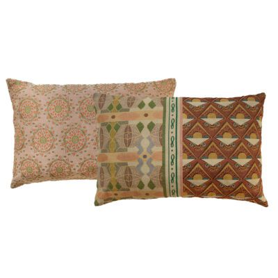 Sierkussen, 100% katoen, NIN-NIT, bruin, roze, oranje, zonnetjes